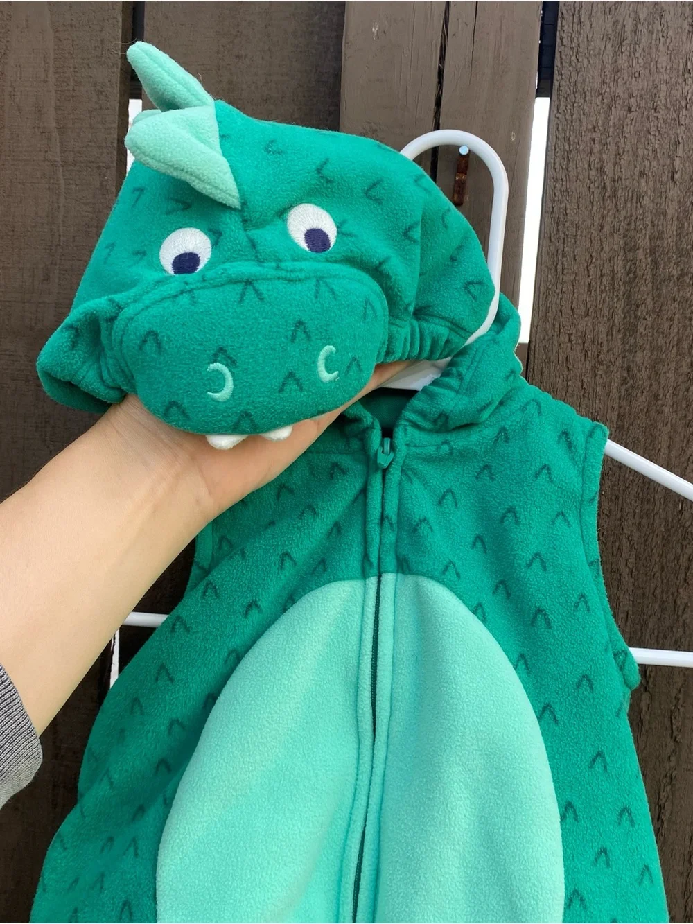 Carter's Teal Dragon/Dinosaur Hooded One-Piece costume 12 months